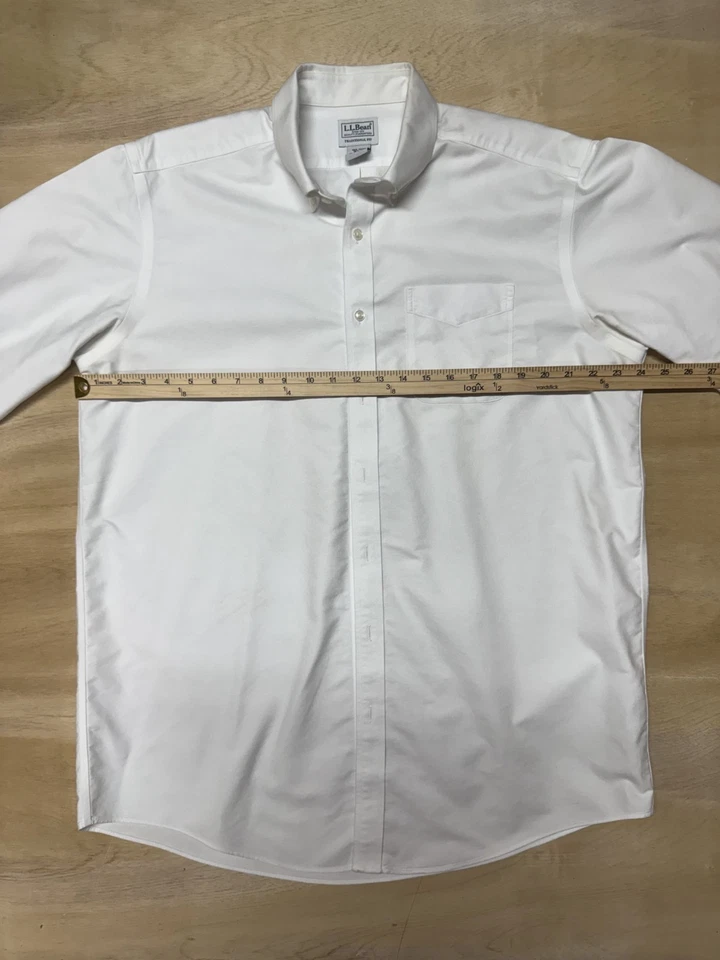 Camisa de vestir L. L. Bean para hombre ajuste tradicional 16,5-36 algodón blanco con botones Foto 3 de 4