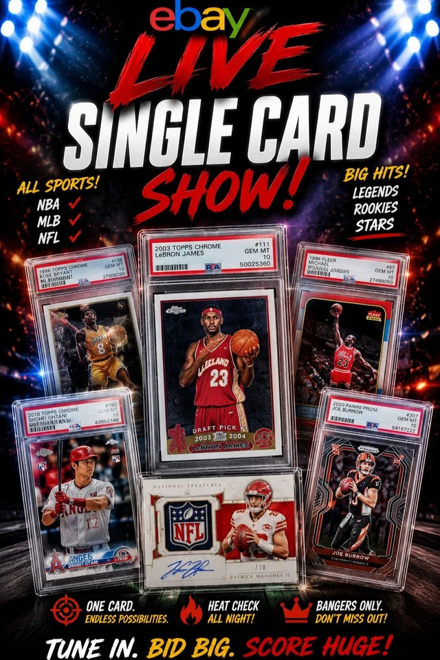 SINGLE CARD SHOW!!! NBA, NFL, MLB AND CUSTOMS