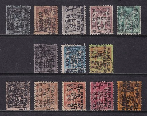 FRANCE 1893 Peace and Commerce Paris Precancels Preobliteres selection Used
