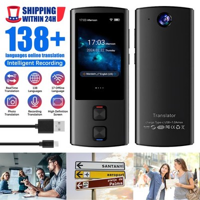 138 Language Offline Smart Translator Voice Wifi Translation Bluetooth w Camera~