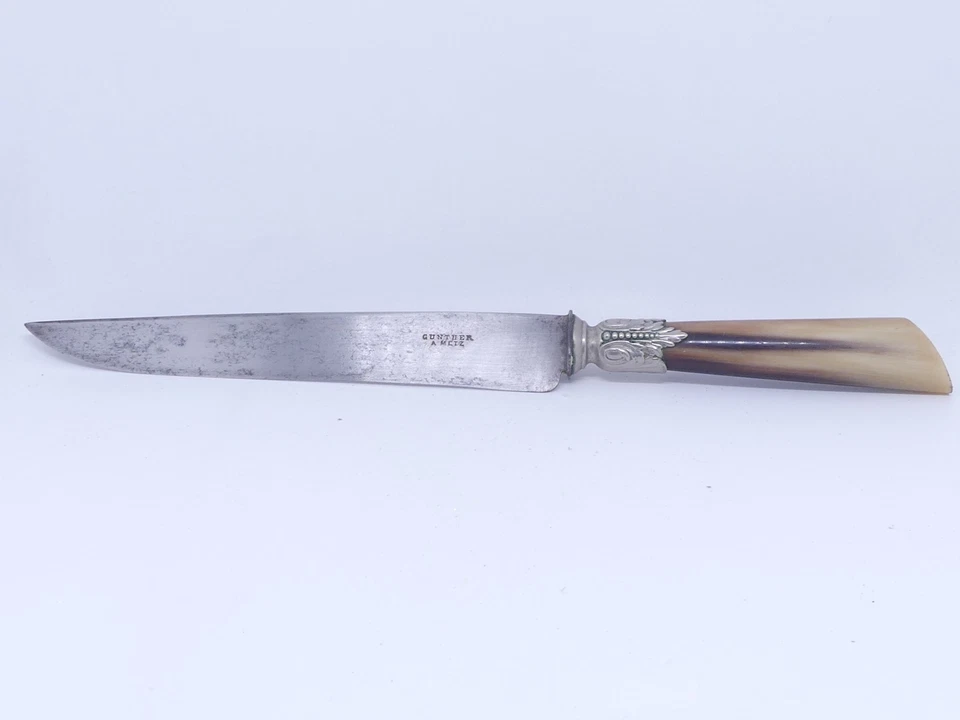 Frankreich Antikes Vorlegebesteck Fleischgabel Fleischmesser Eisen und Horngriff - Bild 2 von 4