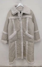 Nasty Gal Women's Beige Size 10 Faux Fur Lined Snap Up Coat