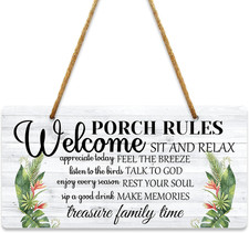 Welcome Sign for Front Porch Porch Rules Sign Rustic Hanging Plaque Welcome Door