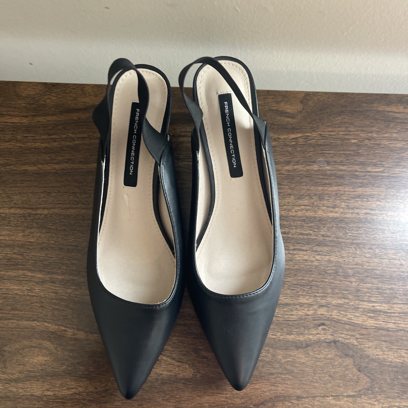 French Connection Solid Black Pointed Toe Slingba… - image 4