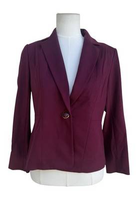 Kasper Petite Blazer Jacket 2P Shiraz Maroon One Button Office 11445340-F97