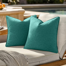 Pack of 2 Decorative Outdoor Waterproof Throw Pillow Covers 18X18 Inch Solid Bro