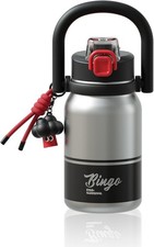 32oz Insulated Water Bottle with Straw Handle, Leakproof, Gray