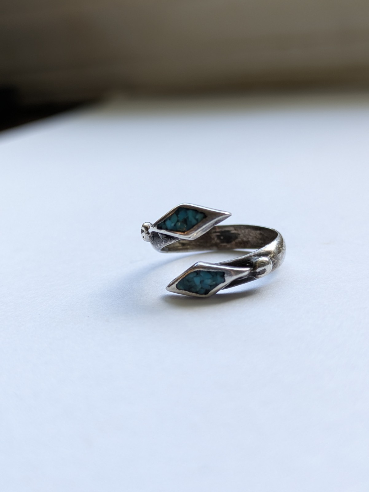 Vintage Solid Sterling Silver Crushed Turquoise I… - image 7