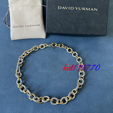 David Yurman 12mm Oval Link Chain Necklace Sterling Silver w/ 18K Gold 17"