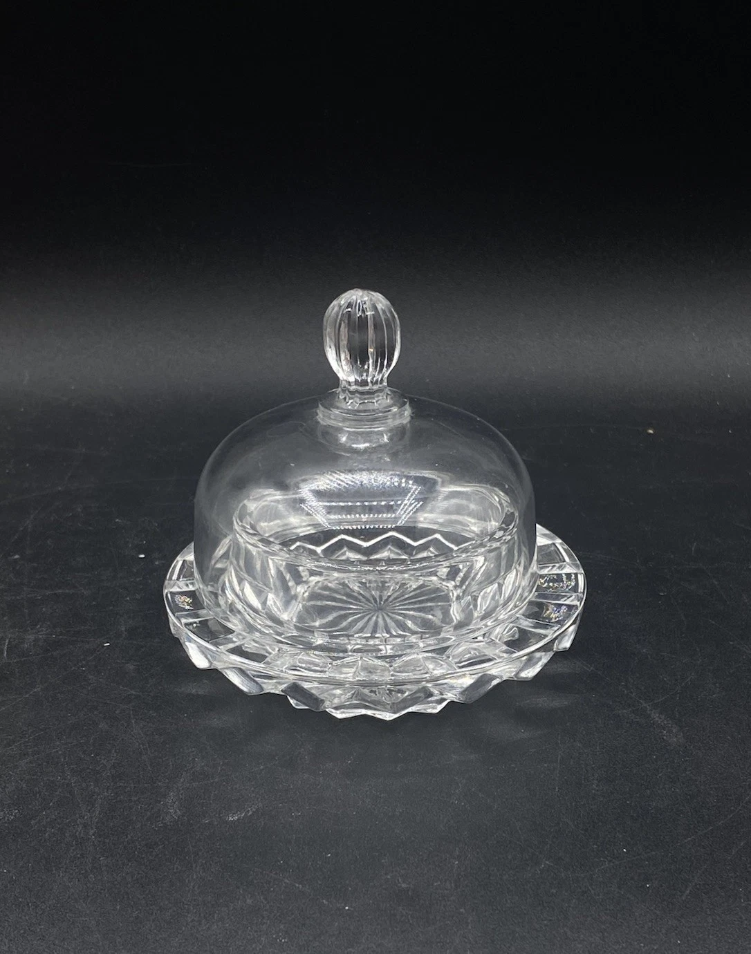 Mikasa Salina Glass Small Covered Condiment Cloche Butter Dish Vintage