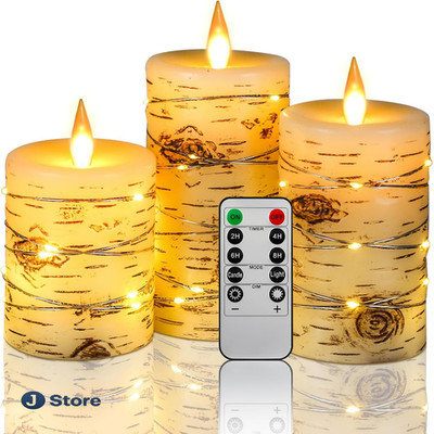 Da by LED-Kerze Birkeneffekt 8 cm x 10 cm 12,5