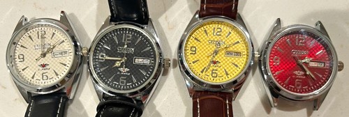 4 Vintage Citizen Automatic 21 Jewels Day Date Watches Japan Lot Red White Gold