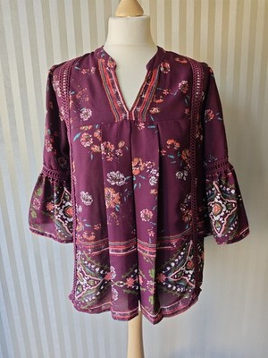 Knox Rose Damen Boho Bauern Blumen Top Gr. S