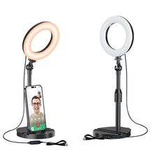 Desk Ring Light with Telescopic Stand, Travel Desktop Hola Light for Phone Se...