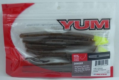 Yum YDG529 5 '' Yum Dinger Carolina Pumpkinsed Chartreuse Schwanz 8CT