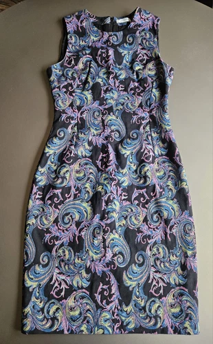 Abito Versace Collezione Nero Stampa Paisley Taglia 42