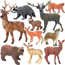 Forest Animals Figurines Toys, 10PCS Realistic Plastic Wild Woodland Animals Fig