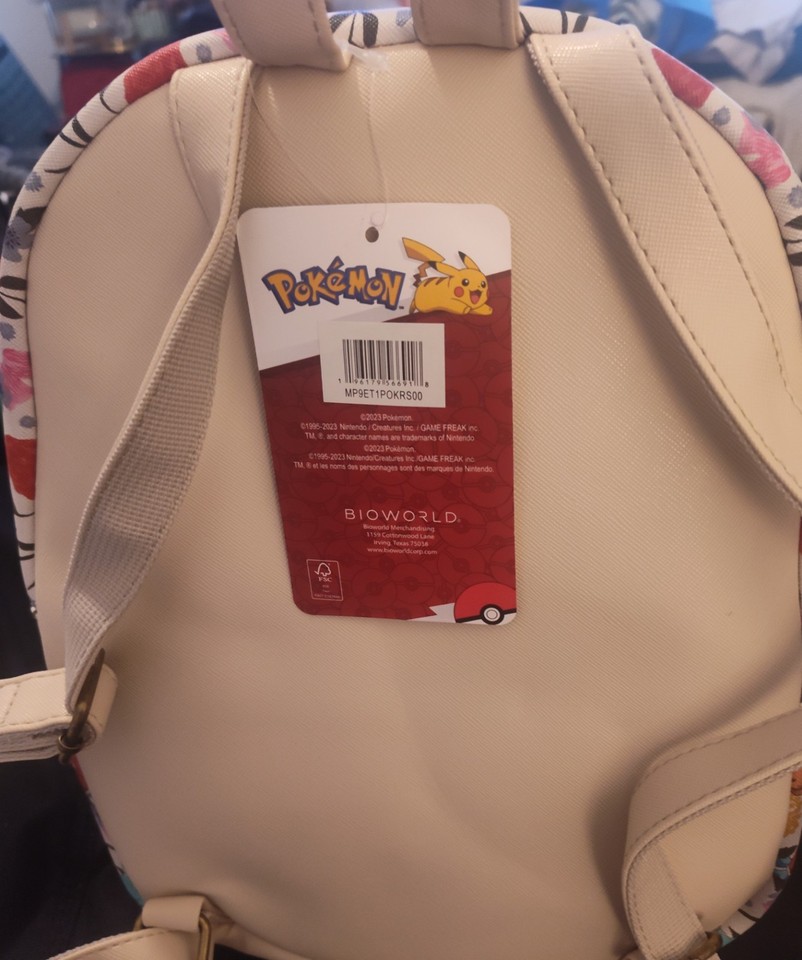 Multicolor Floral Sleeping Pokemon Print Mini Backpack 11" x 9" x 4 ...
