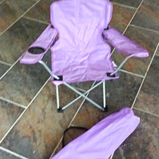 Kids Purple Folding Portable Camping Chair w/ Cup Holder Carry Bag
