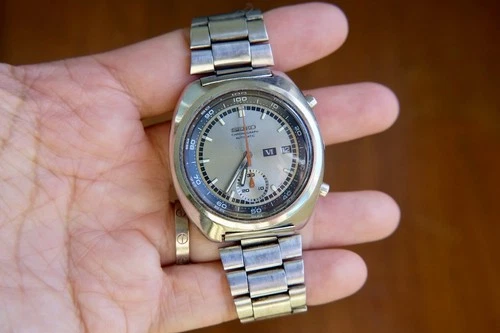 Vintage SEIKO 6139-7002 Racing Chronograph Grey Dial Automatic 41mm -Not Running