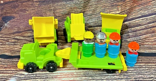 Vintage Fisher Price Little People Construction Vehicles & Workers