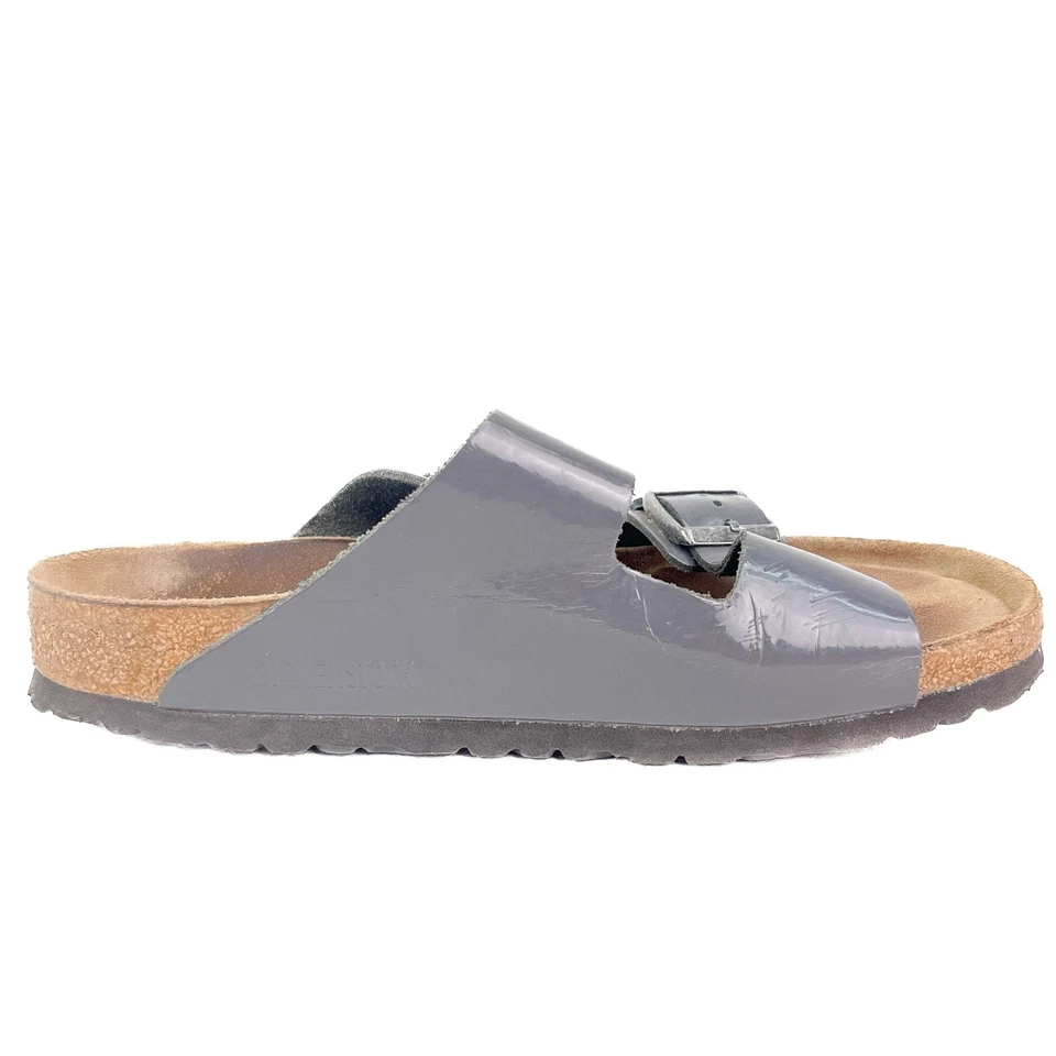 Sandalias Birkenstock Para Hombres Arizona Gris Cuero Hebilla Corcho 41 EU 8 EE. UU. Para Hombres Foto 4 de 4