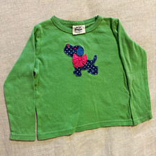 Mini Boden Green Dog Appliqu Long Sleeve Top 2-3Y
