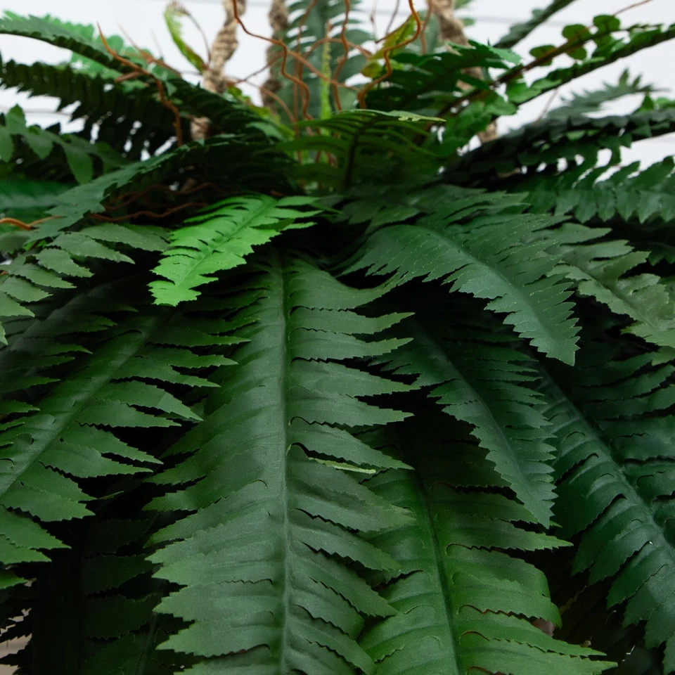 Helecho Boston artificial gigante doble 29" en cesta colgante. Venta al por menor $139 Foto 3 de 4