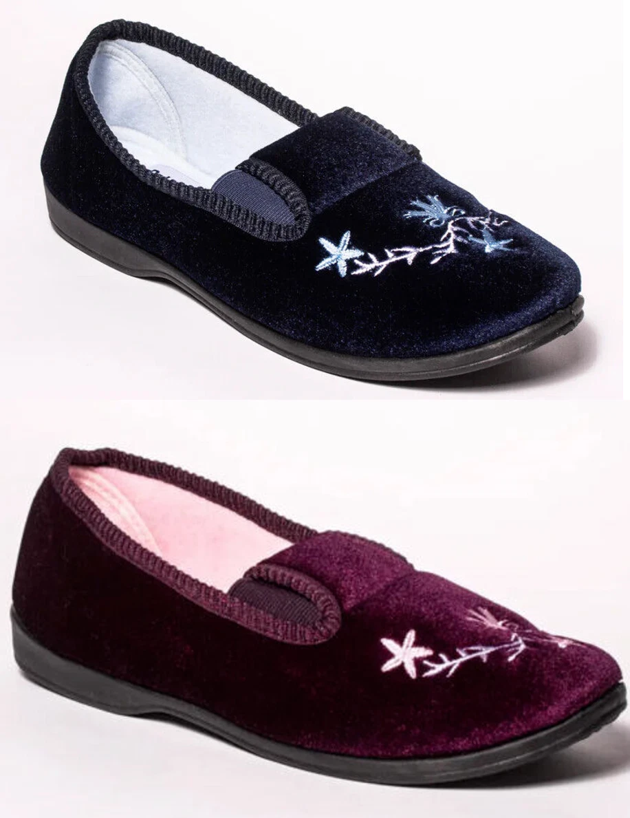 New Ladies Womens Memory Foam Wide Fit Comfort Hard Sole Moccasin Slippers Shoes