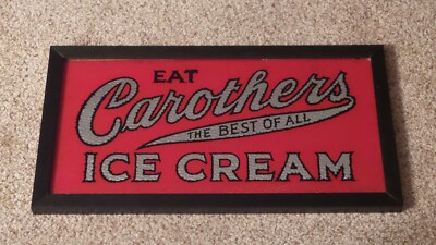 Carothers Reverse Painted Glass Ice Cream Sign ''The Kemper Thomas Company'' Ohio