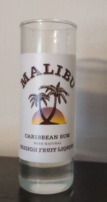 Malibu White Rum Passion Fruit Liqueur Tall Shot Glass