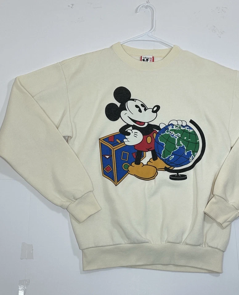 Sudadera De Colección Disney World Mickey Mouse Epcot Cuello Redondo Años 90 Talla Mediana EE. UU. Foto 4 de 4