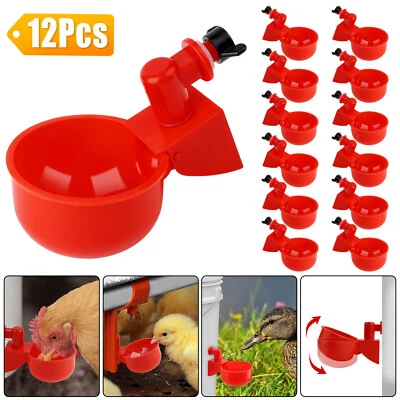 THESILICONVALLEY 12PCS Chicken Automatic Watering Cups Drinker Waterer for Duck Quail Poultry New