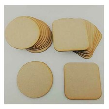 10x Wooden MDF Blank Drinks Coasters Craft circle & Square Shapes Table Mats
