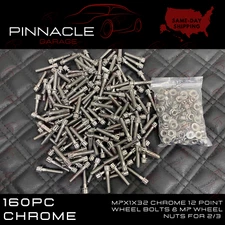 160 WHEEL ASSEMBLY BOLTS & NUTS FOR 2 / 3 PIECE WHEELS RIM 32mm M7 Chrome