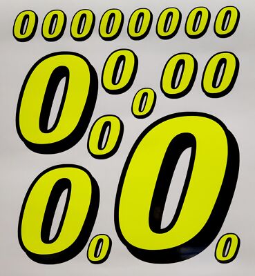 Number Zero Racing Sticker Racing Numbers 0 Decal Sticker Sheet Pack FL Yellow Black 1/8 1/10 RC ...