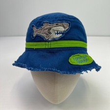 Shark Hat Boy Youth One Size Bucket Reversible Blue Beach Chomp Pool Cap Core Ex