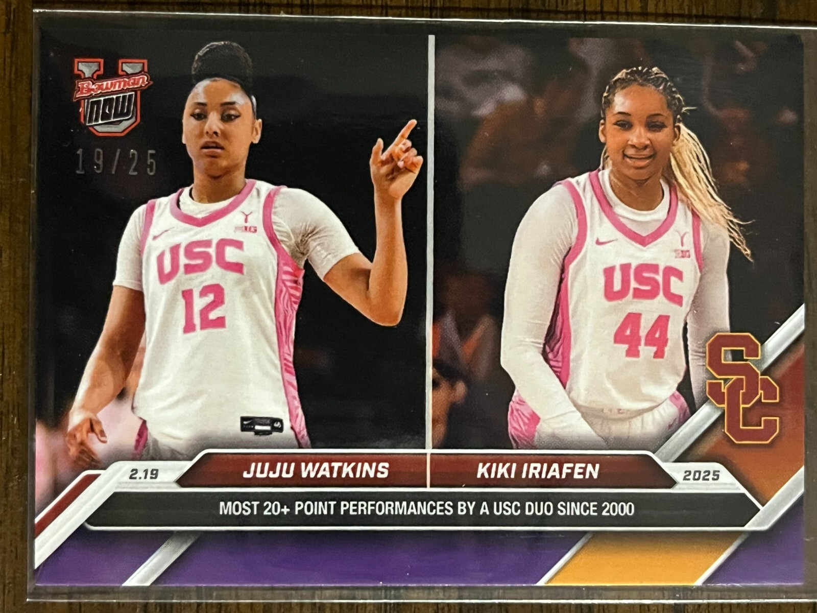 2024-25 Topps Bowman U Now #71 JuJu Watkins Kiki Iriafen USC Trojans PURPLE /25