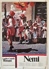 Italy NEMI Tourism Poster - Laghi E Castelli Romani - Ann.'60