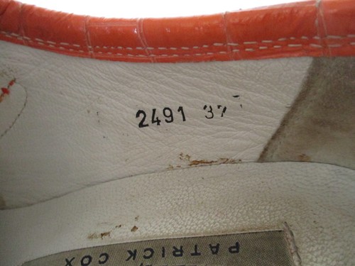 Patrick Cox Wannabe Orange Patent Leather Block Heel Loafer Shoes Sz 7 Mock Croc - Picture 7 of 8