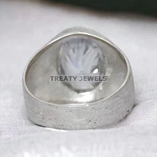 Moissanite Oval Cut Gemstone With 925 Sterling Silver Ring For Men's #784