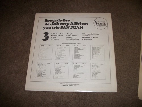 LP EPOCA DE ORO DE JOHNNY ALBINO Y SU TRIO SAN JUAN VOL.3 / VERNE - Picture 2 of 2