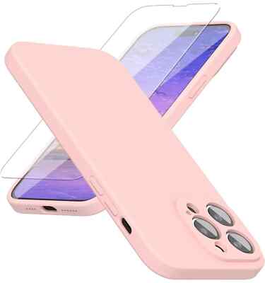 Abitku iPhone 14 Pro Max Handyhülle mit Displayschutz Silikon Pink