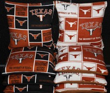 8 All Weather CORNHOLE BEANBAGS made w UNIVERSITY of TEXAS LONGHORNS Fabric