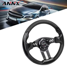 6-Bolt Aluminum 13” 327mm Racing Drifting Sport Steering Wheel Black