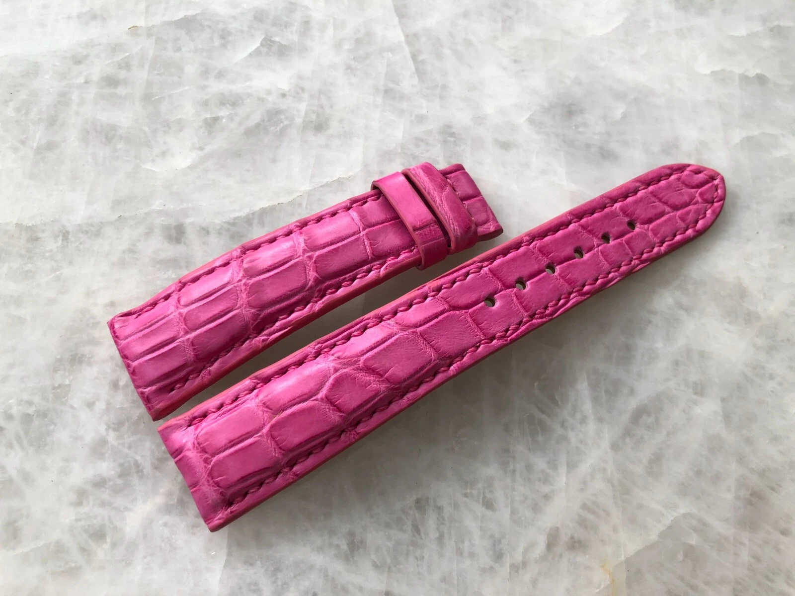 19mm/16mm Pink Alligator Crocodile Embossed Leather Watch Strap Band