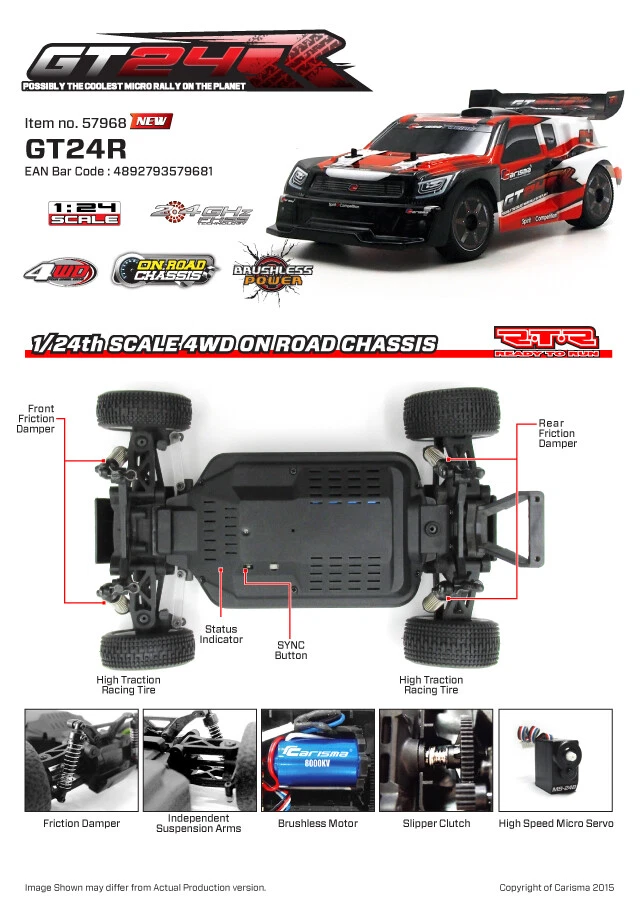 Carisma 57968 GT24R 1/24 sin escobillas 4x4 Micro Rally RTR rojo Foto 4 de 4