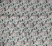 Cotton Fabric. Leaves on White Background. By The Yard