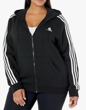 adidas Women's Essentials Fleece 3-Stripes Full-Zip Hoodie Size M Sealed