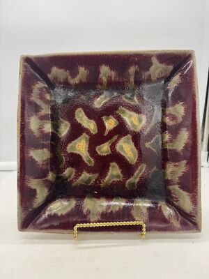 Studio Pottery Square Plate Platter Serving Tray Signed S Ray